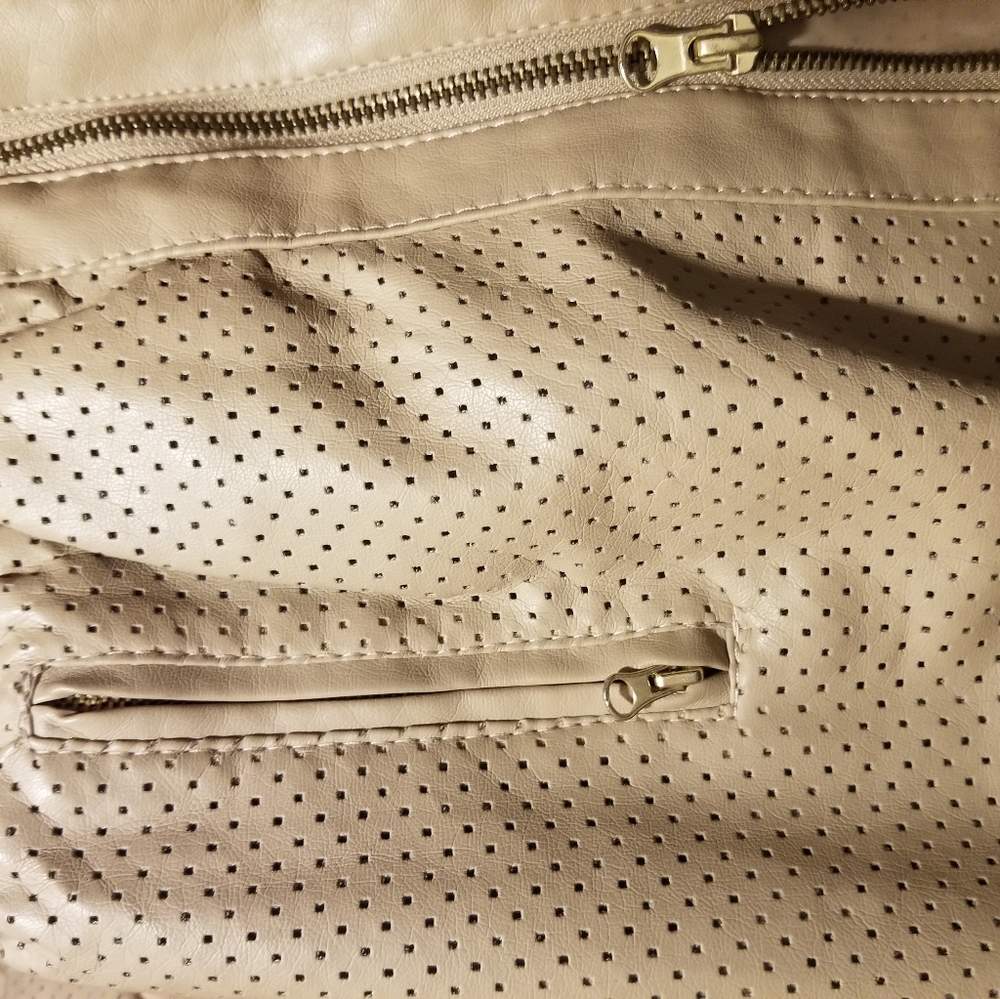Women's Tan Color Faux Leather Jacket - Picture 6 of 13
